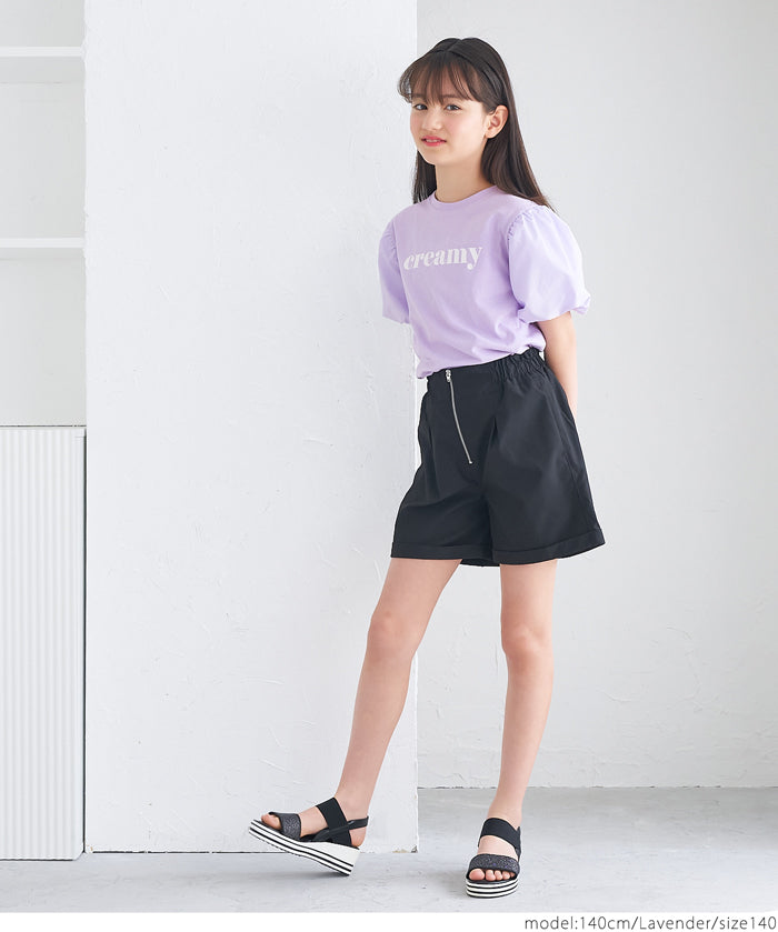 Kids' bubble short sleeve round neck LOGO top T-shirt