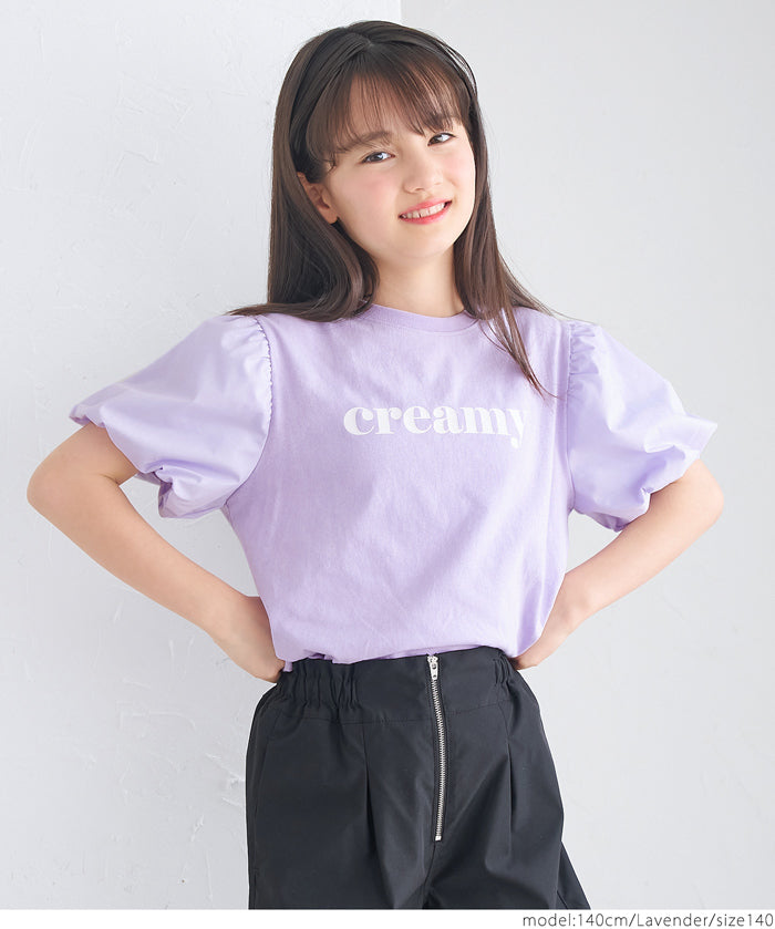 Kids' bubble short sleeve round neck LOGO top T-shirt