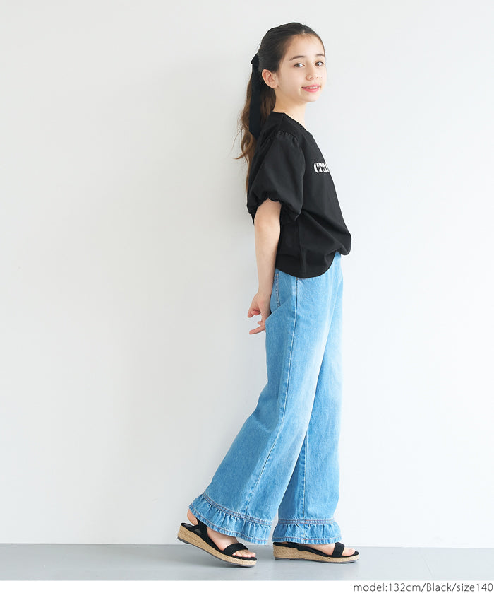 Kids' bubble short sleeve round neck LOGO top T-shirt