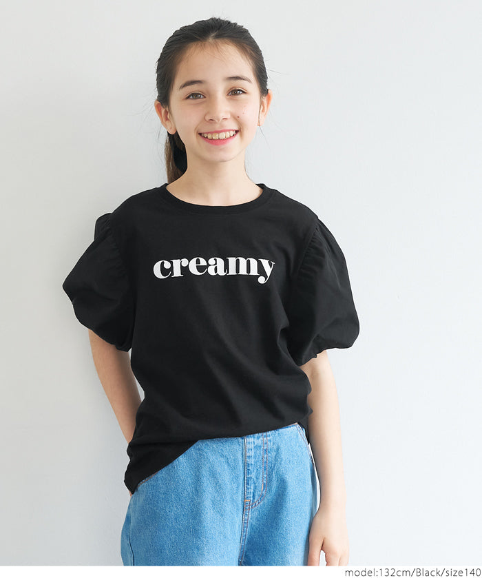 Kids' bubble short sleeve round neck LOGO top T-shirt
