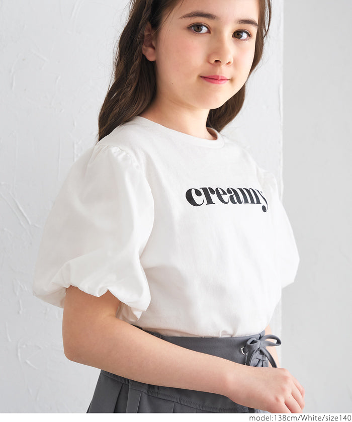 Kids' bubble short sleeve round neck LOGO top T-shirt