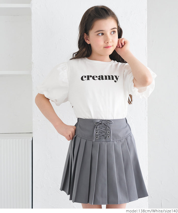 Kids' bubble short sleeve round neck LOGO top T-shirt