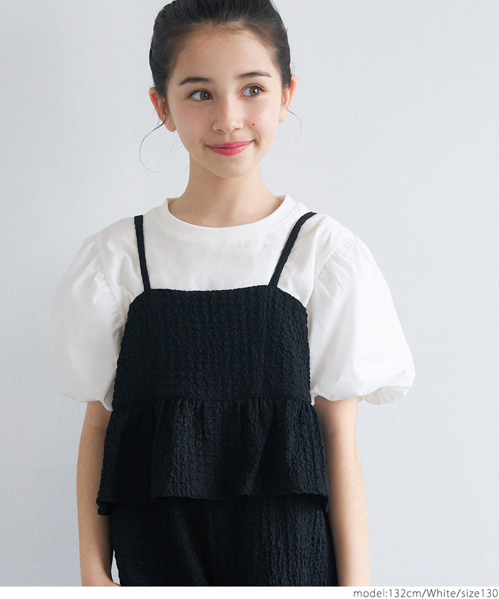 Kids' bubble short sleeve round neck LOGO top T-shirt