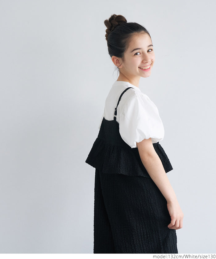 Kids' bubble short sleeve round neck LOGO top T-shirt