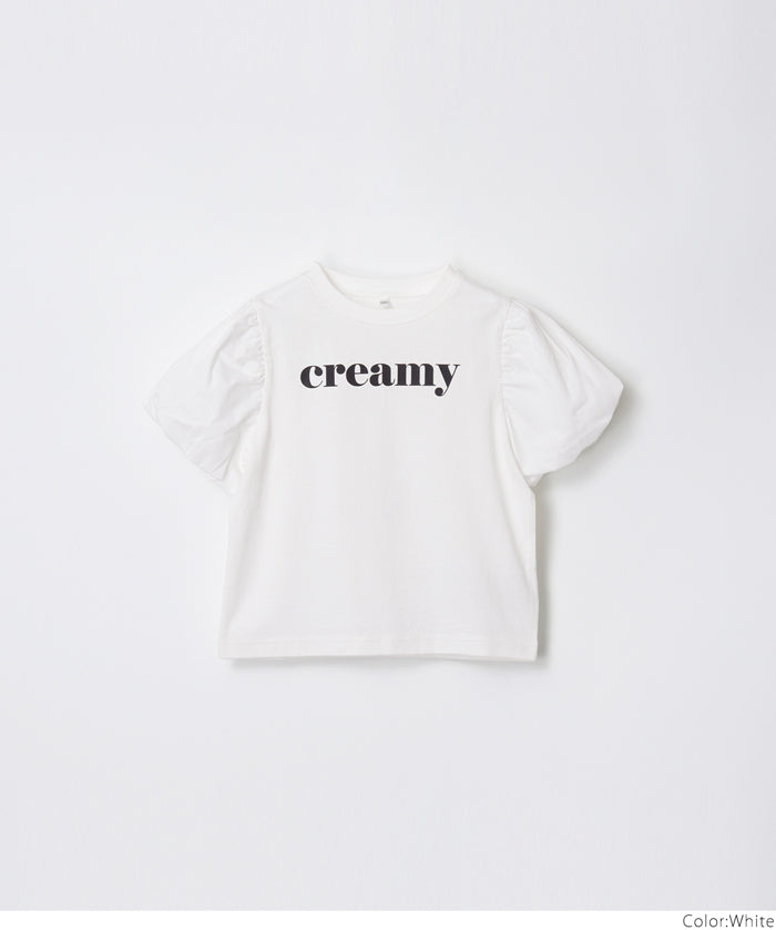 Kids' bubble short sleeve round neck LOGO top T-shirt