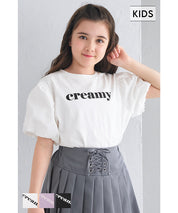 Kids' bubble short sleeve round neck LOGO top T-shirt