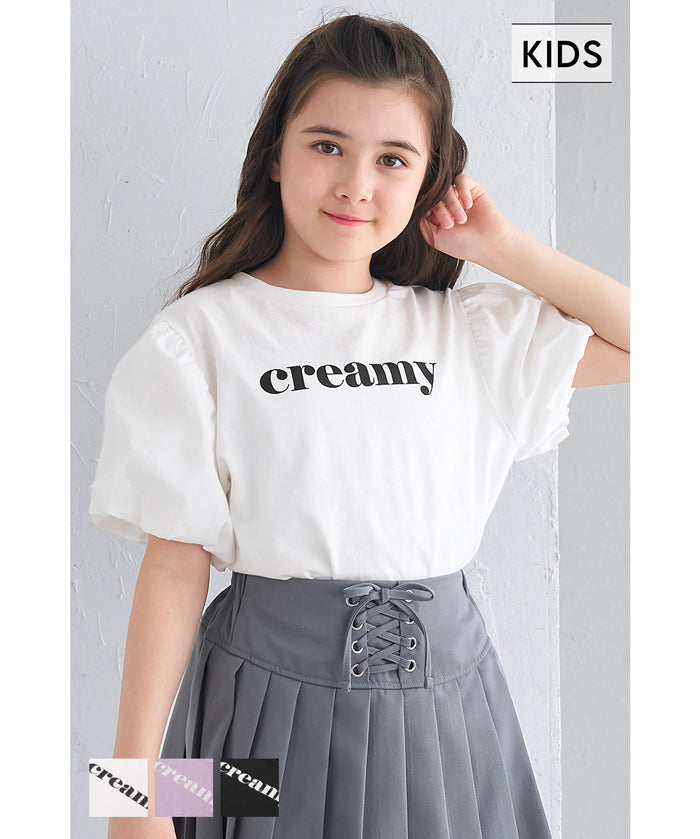 Kids' bubble short sleeve round neck LOGO top T-shirt