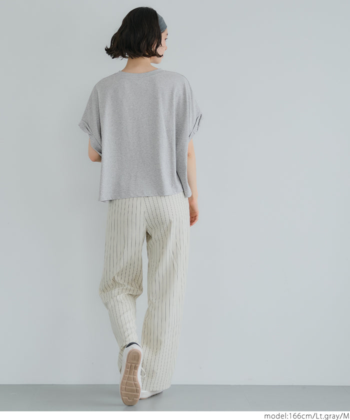 Cropped Logo T-Shirt with Rolled Sleeves