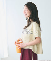 Cropped Logo T-Shirt with Rolled Sleeves