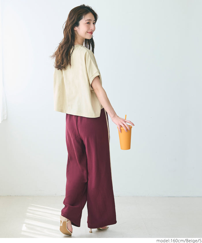 Cropped Logo T-Shirt with Rolled Sleeves