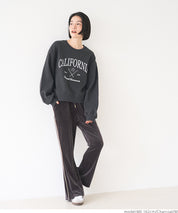 Bulky brushed lining college sweat top