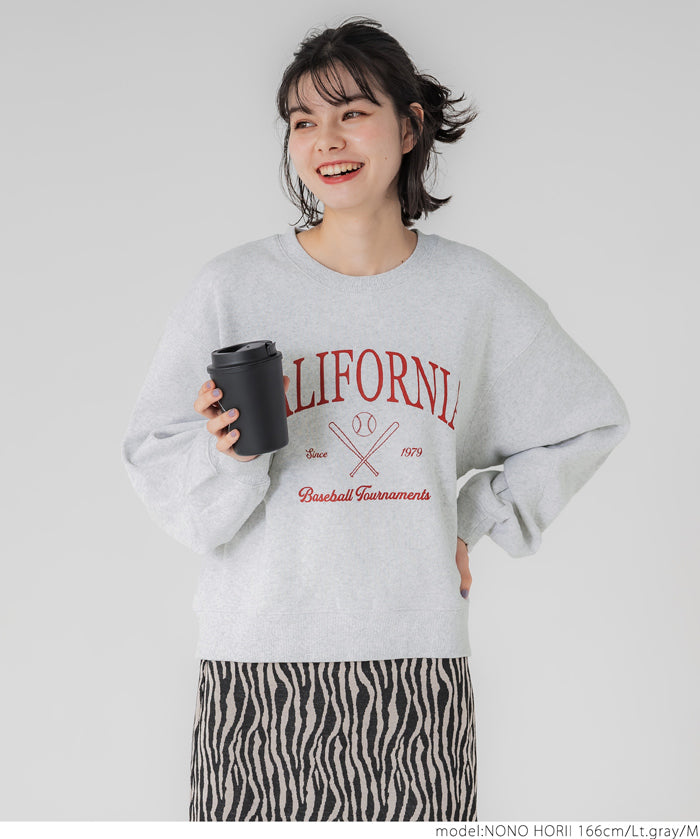 Bulky brushed lining college sweat top