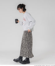 Bulky brushed lining college sweat top