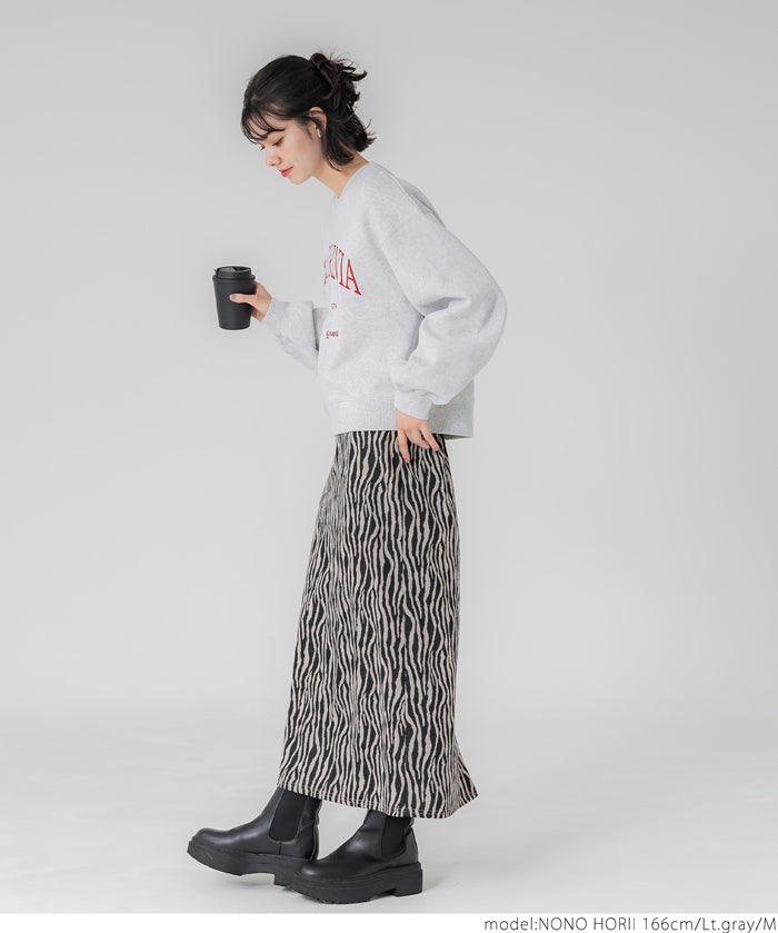 Bulky brushed lining college sweat top