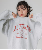 Bulky brushed lining college sweat top