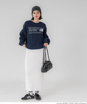 Bulky brushed lining college sweat top