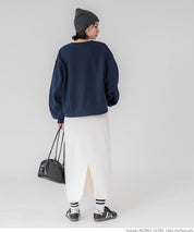 Bulky brushed lining college sweat top