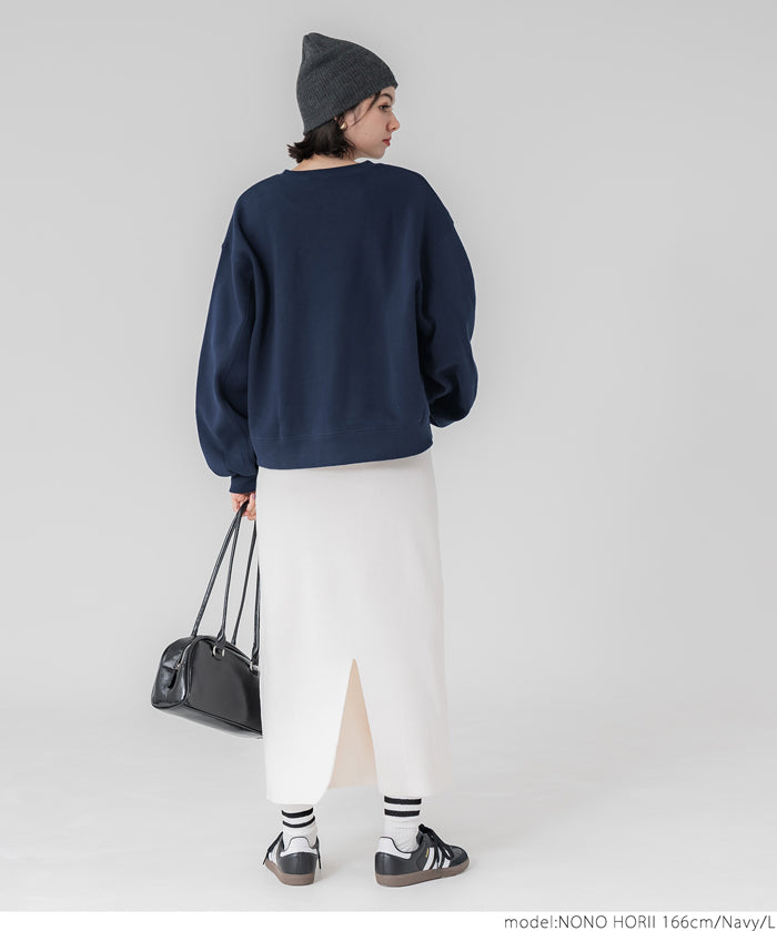 Bulky brushed lining college sweat top