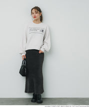 Bulky brushed lining college sweat top