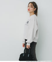 Bulky brushed lining college sweat top