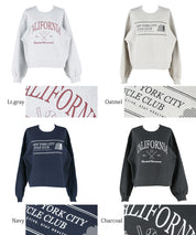 Bulky brushed lining college sweat top