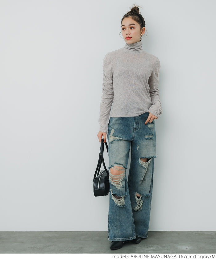 High neck long sleeve top