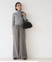 Brushed ribbed wide pants