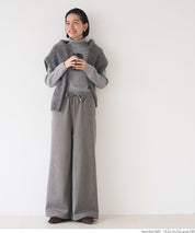 Brushed ribbed wide pants