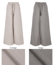 Brushed ribbed wide pants