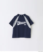 Children's lace panel sports style short-sleeved top