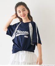 Children's lace panel sports style short-sleeved top