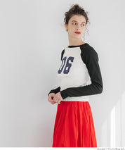 Urban sports style ribbed spring and summer long-sleeved top