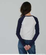 Urban sports style ribbed spring and summer long-sleeved top