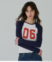 Urban sports style ribbed spring and summer long-sleeved top