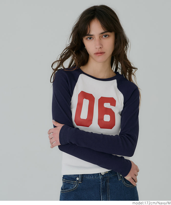 Urban sports style ribbed spring and summer long-sleeved top