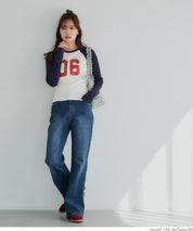 Urban sports style ribbed spring and summer long-sleeved top