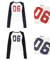 Urban sports style ribbed spring and summer long-sleeved top