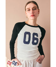 Urban sports style ribbed spring and summer long-sleeved top