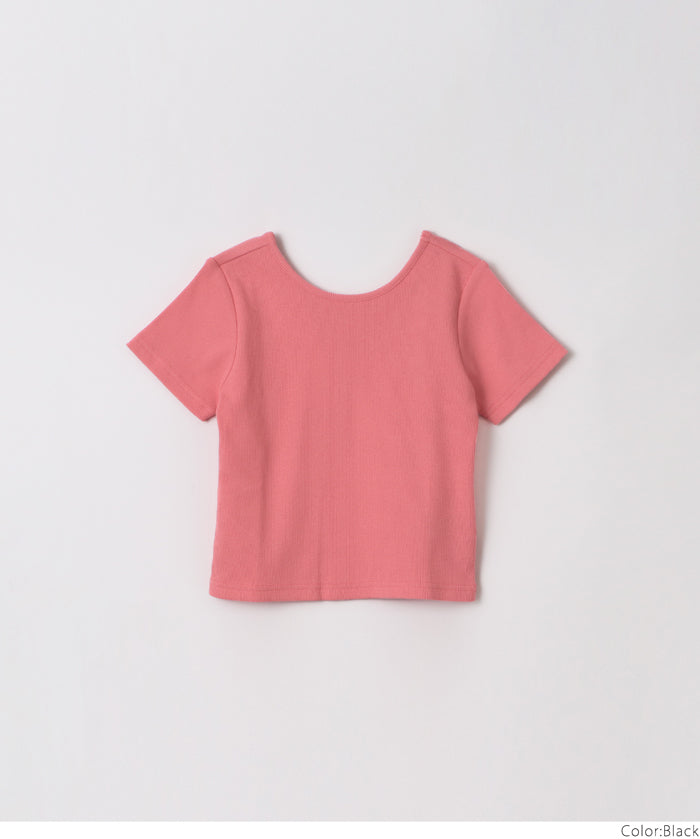 Kids Ribbed Back Cross Short Sleeve Top