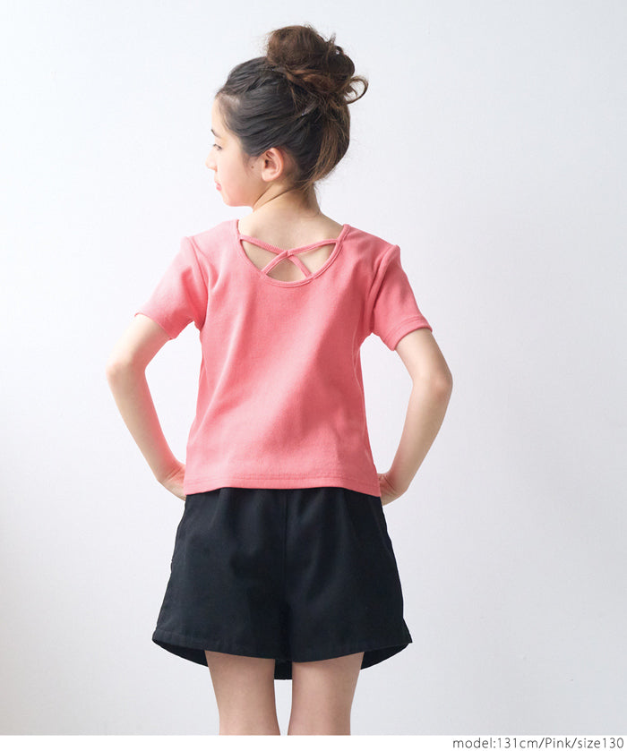 Kids Ribbed Back Cross Short Sleeve Top