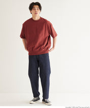 Men's round neck short-sleeved sweatshirt with English words embroidery