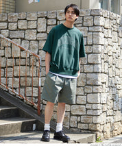 Men's round neck short-sleeved sweatshirt with English words embroidery