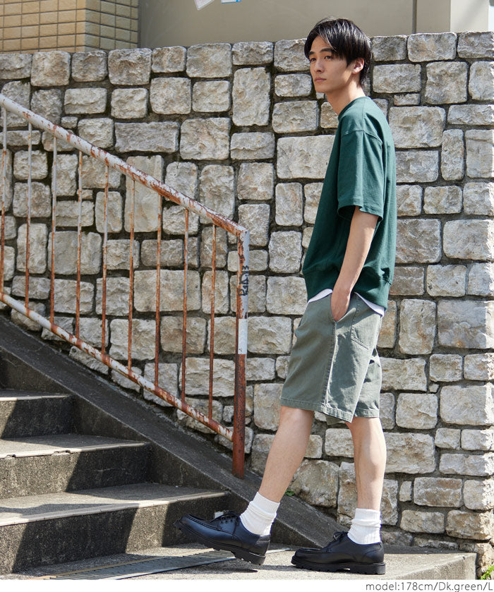 Men's round neck short-sleeved sweatshirt with English words embroidery