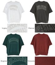 Men's round neck short-sleeved sweatshirt with English words embroidery