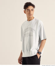 Men's round neck short-sleeved sweatshirt with English words embroidery