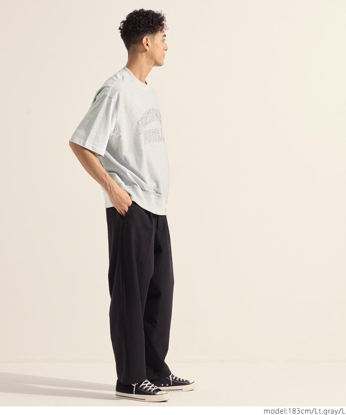 Men's round neck short-sleeved sweatshirt with English words embroidery