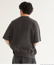 Men's round neck short-sleeved sweatshirt with English words embroidery