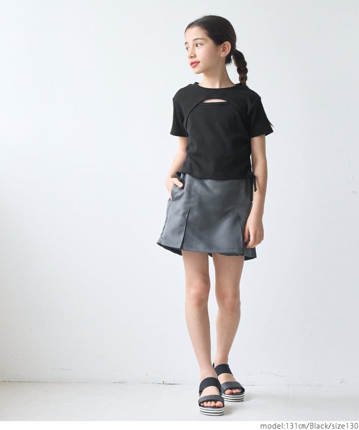 Short-sleeved top with kids' collar