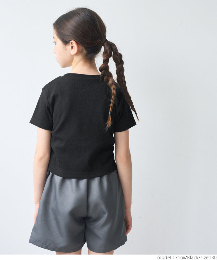 Short-sleeved top with kids' collar