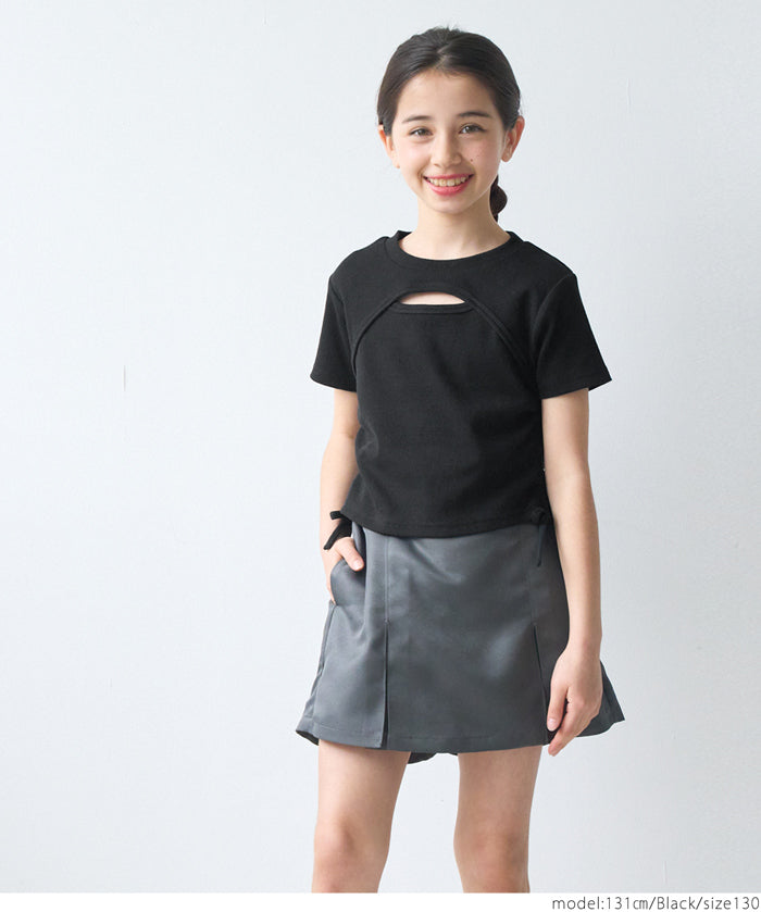 Short-sleeved top with kids' collar